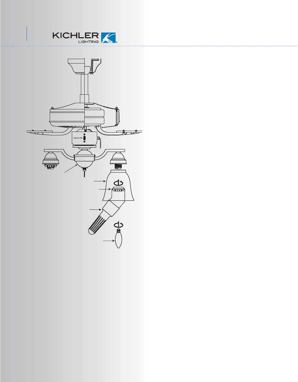 350104-p3, Installing the lamps & glass shades | Kichler 350104 User Manual | Page 4 / 4