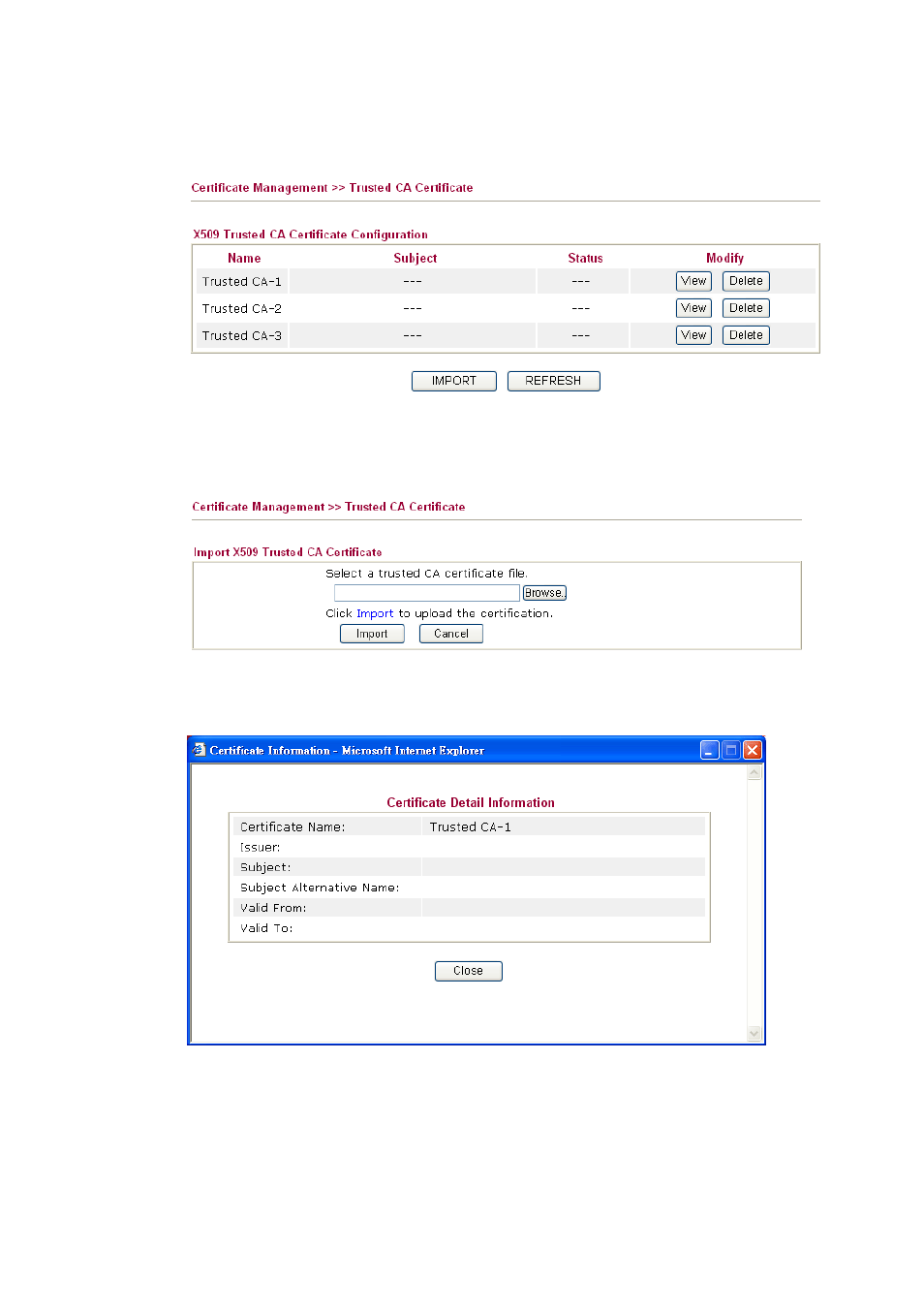 2 trusted ca certificate | Draytek 2910 User Manual | Page 127 / 235