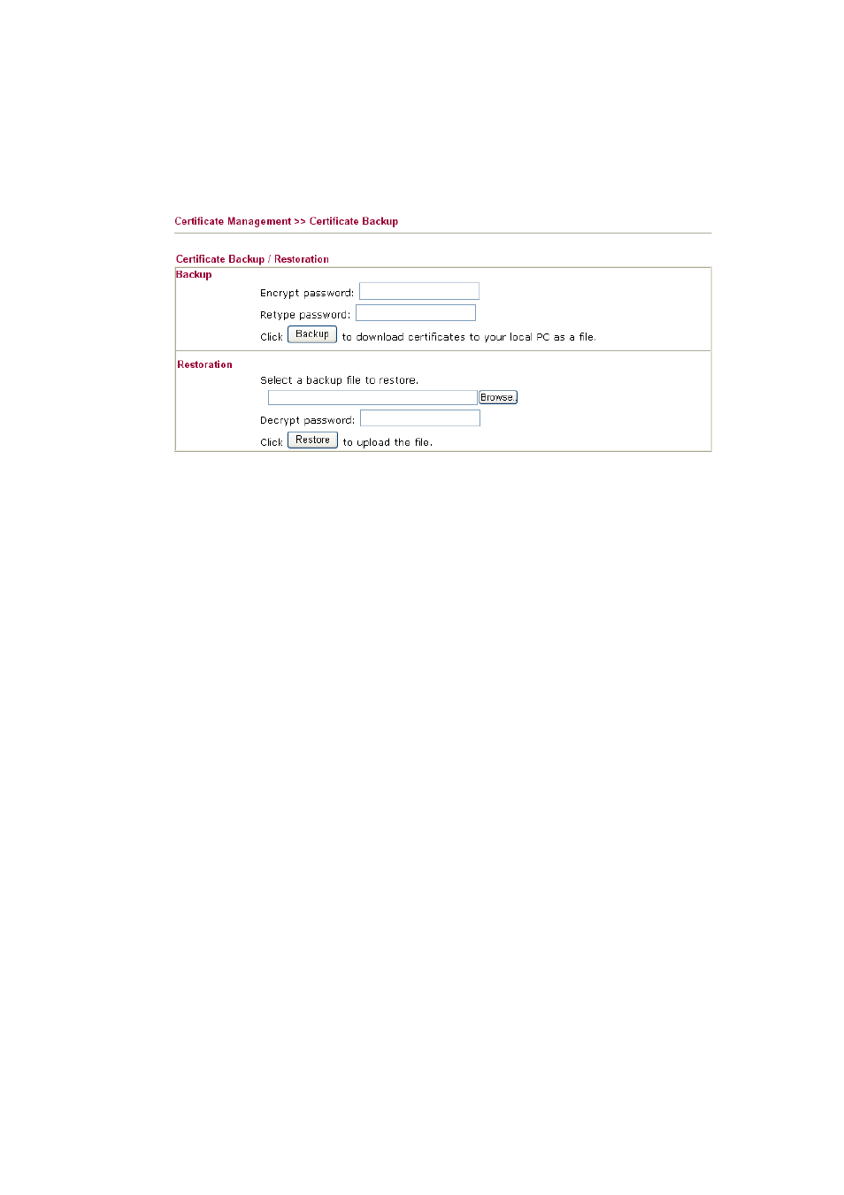 3 certificate backup | Draytek 2910 User Manual | Page 128 / 235