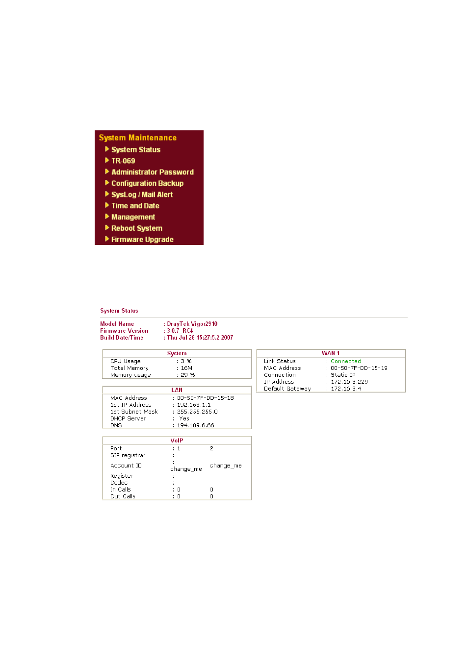 14 system maintenance, 1 system status | Draytek 2910 User Manual | Page 176 / 235