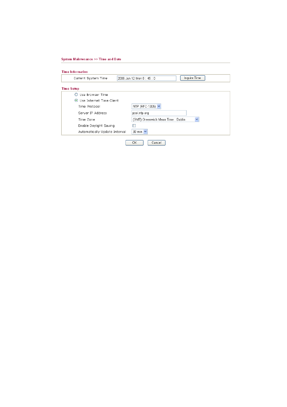 6 time and date | Draytek 2910 User Manual | Page 182 / 235