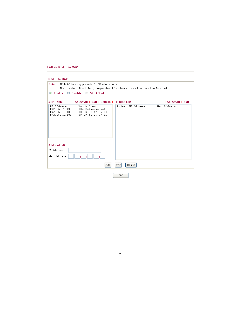 4 bind ip to mac | Draytek 2910 User Manual | Page 55 / 235