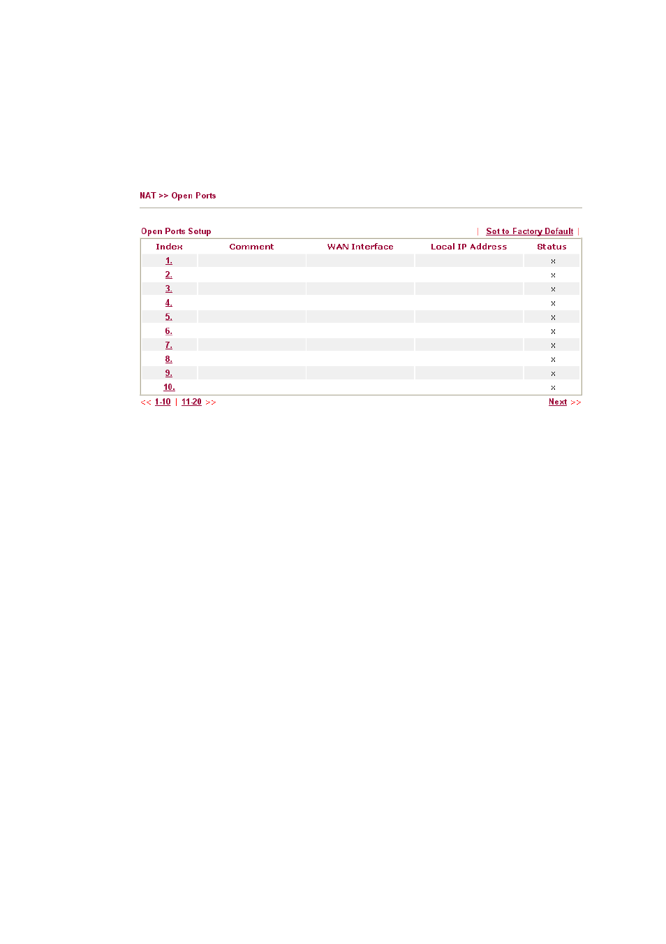 3 open ports | Draytek 2910 User Manual | Page 61 / 235