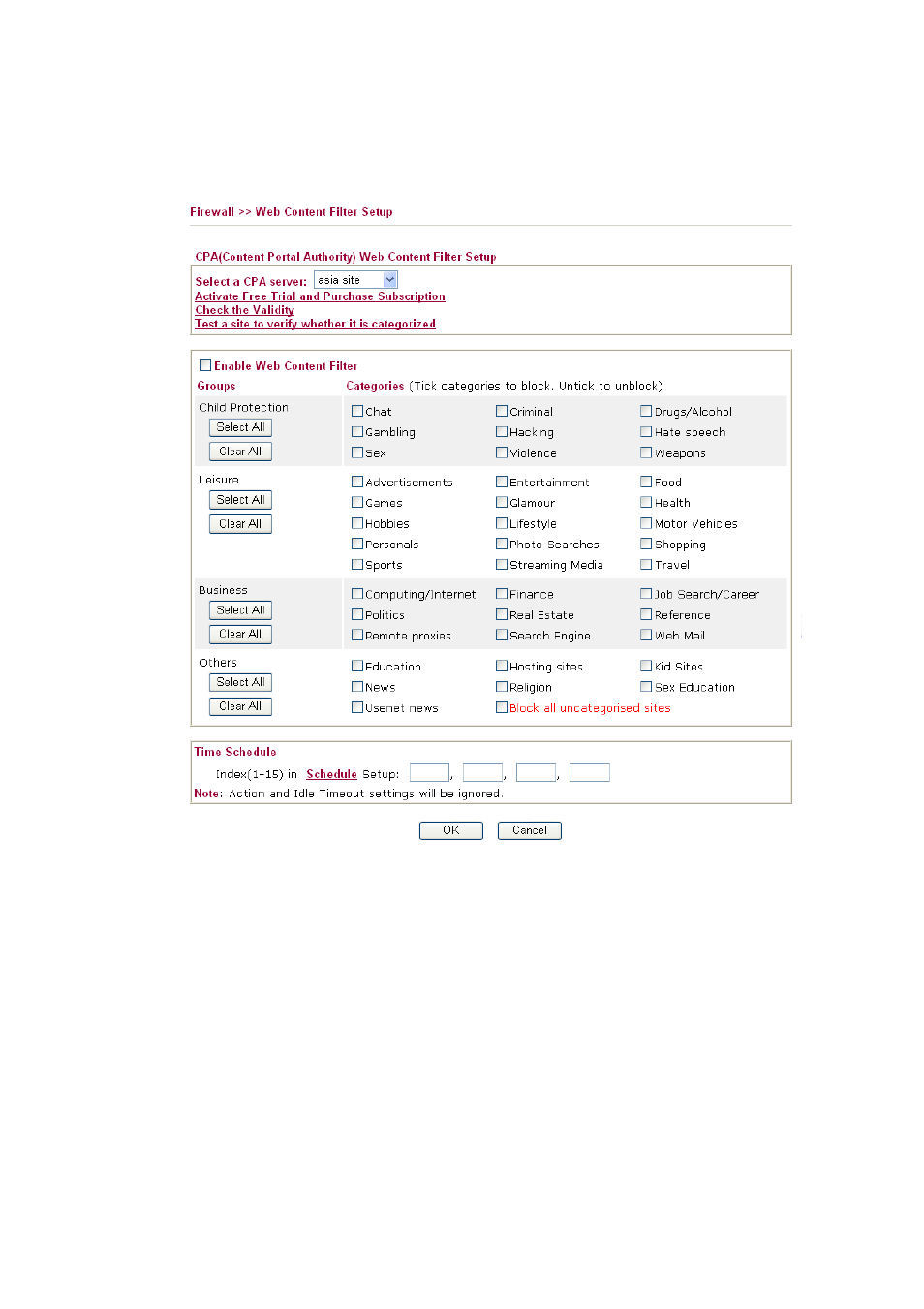 6 web content filter | Draytek 2910 User Manual | Page 85 / 235