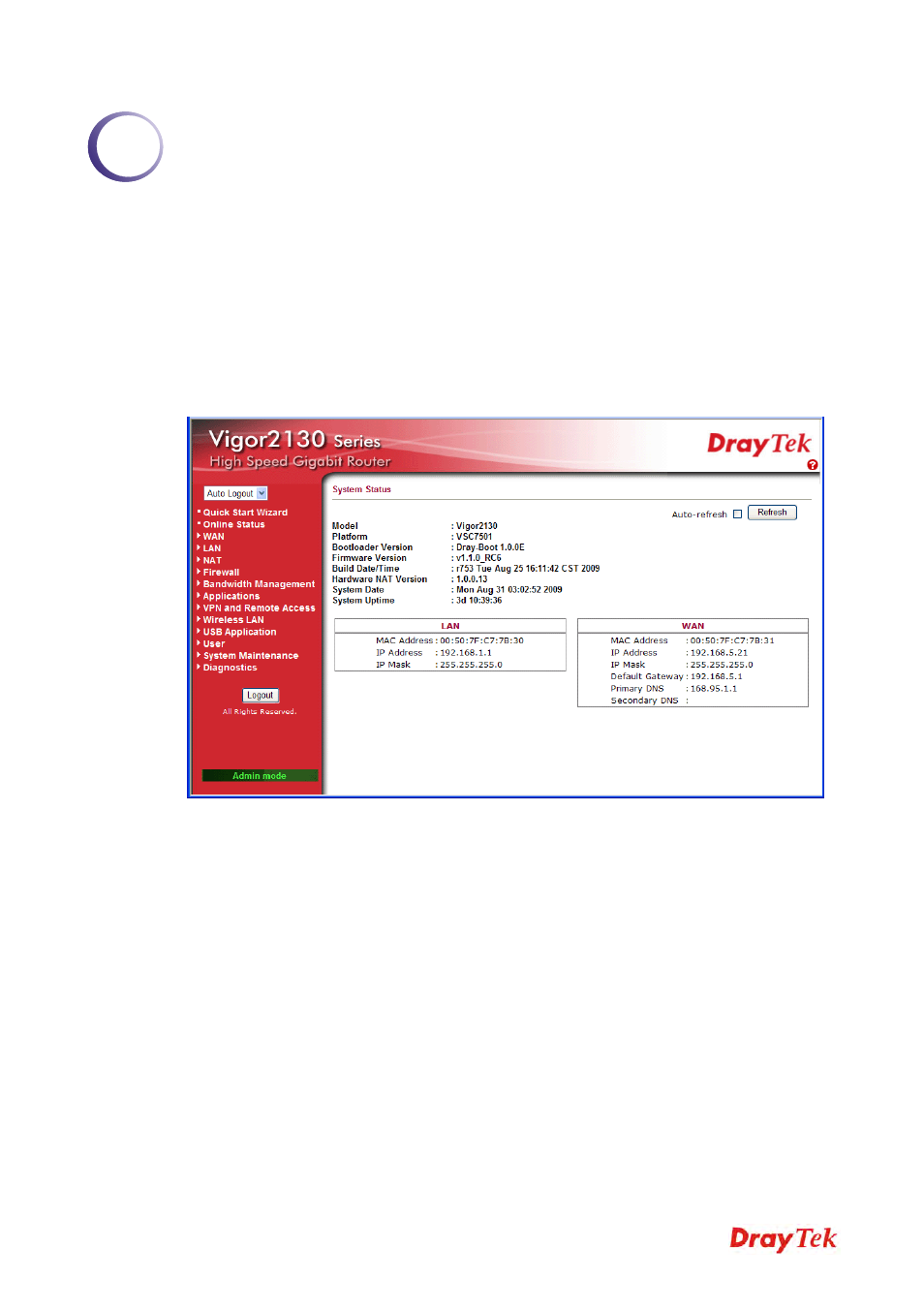 Admin mode operation, 1 wan | Draytek 2130 User Manual | Page 101 / 208