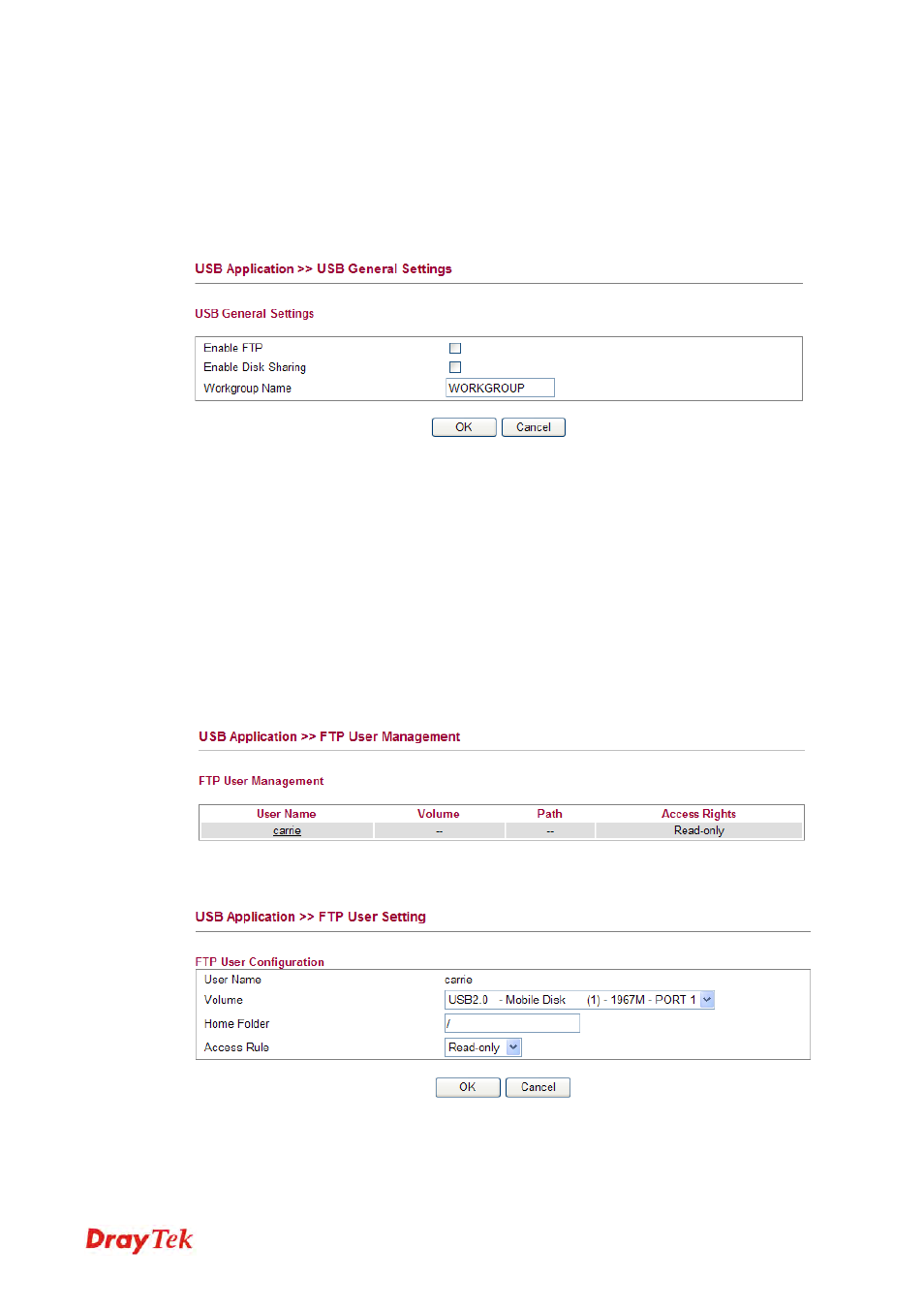 1 usb general settings, 2 ftp user management | Draytek 2130 User Manual | Page 178 / 208