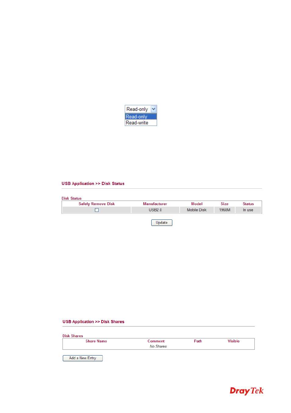 3 disk status, 4 disk shares | Draytek 2130 User Manual | Page 179 / 208