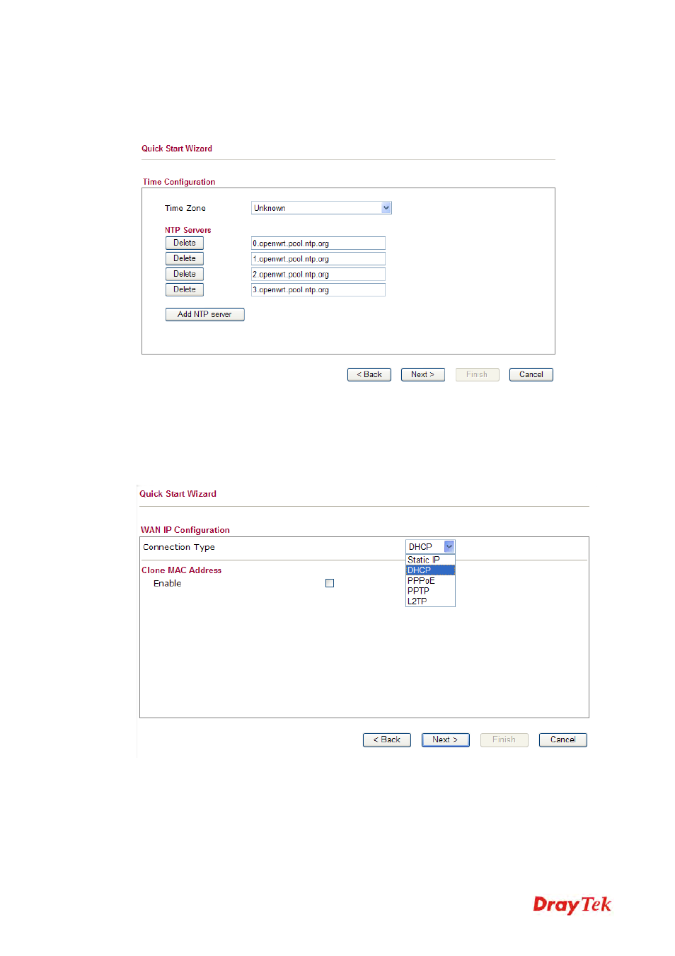 2 setting up the time zone, 3 setting up the internet connection | Draytek 2130 User Manual | Page 27 / 208