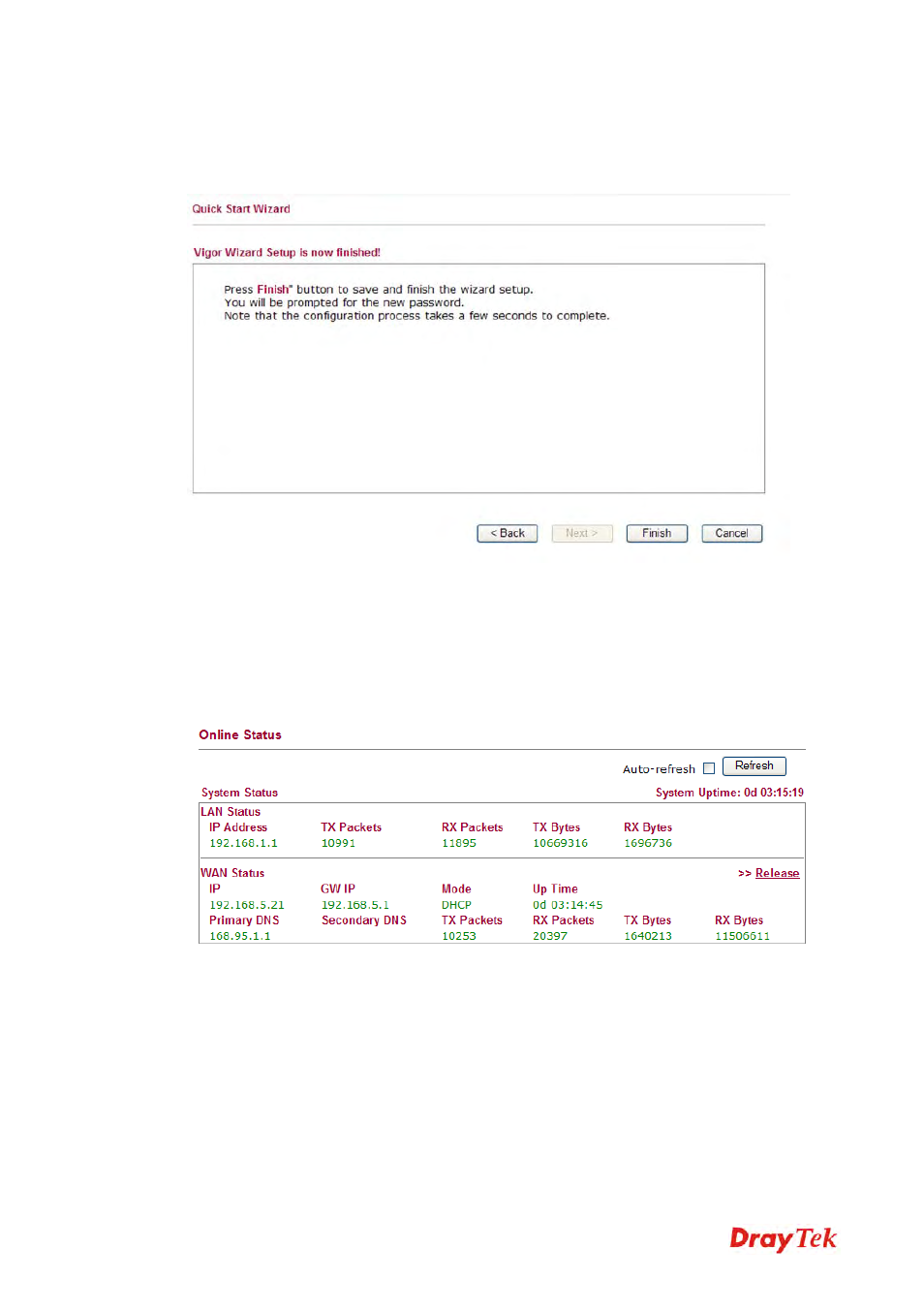 5 save the wizard configuration, 5 online status | Draytek 2130 User Manual | Page 37 / 208