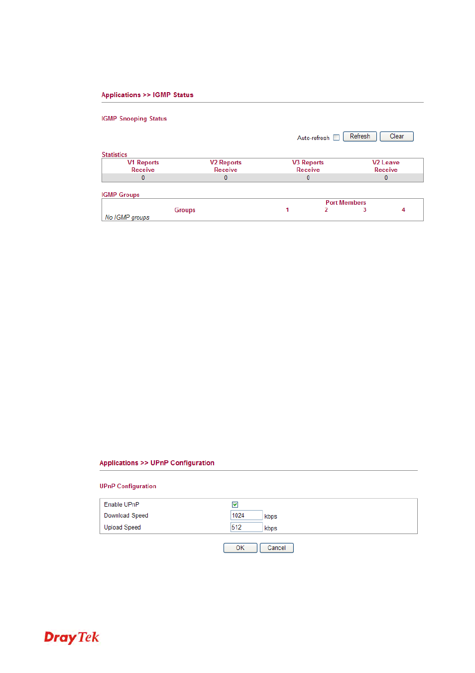 4 igmp status, 5 upnp configuration | Draytek 2130 User Manual | Page 76 / 208