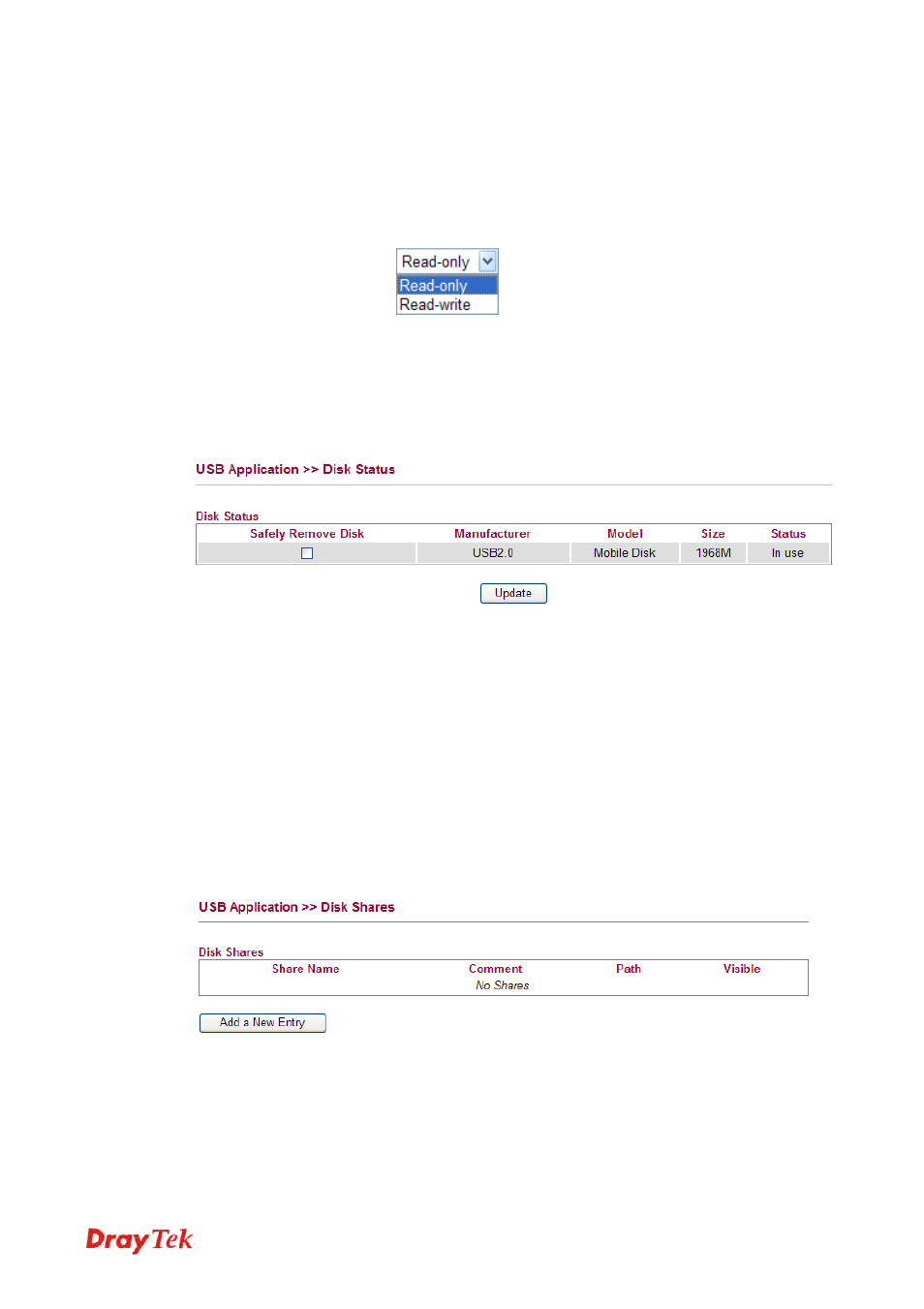 3 disk status, 4 disk shares | Draytek 2130 User Manual | Page 88 / 208