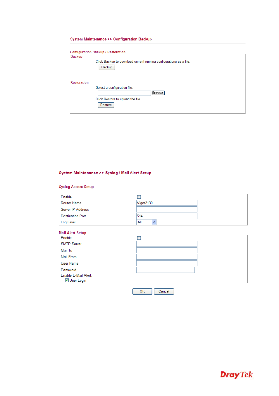 4 syslog / mail alert | Draytek 2130 User Manual | Page 95 / 208