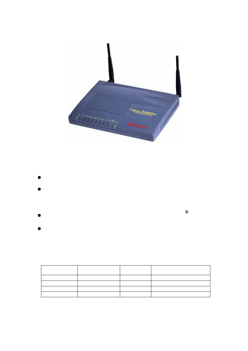 Introduction | Draytek Vigor 2800 User Manual | Page 7 / 29