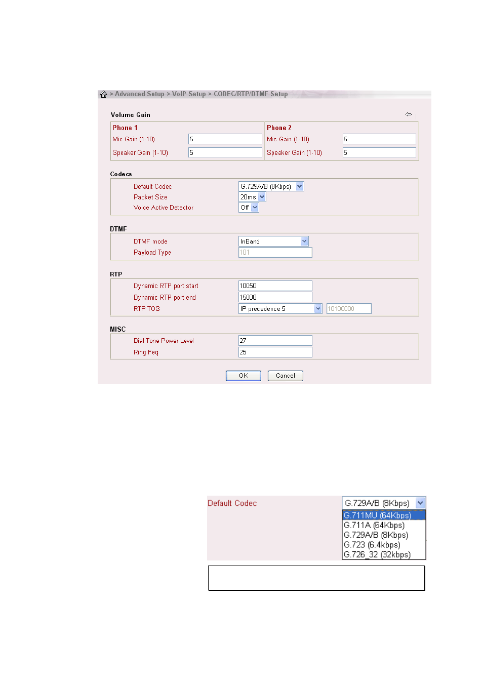 3 codec/rtp/dtmf setup | Draytek 2900 User Manual | Page 115 / 173