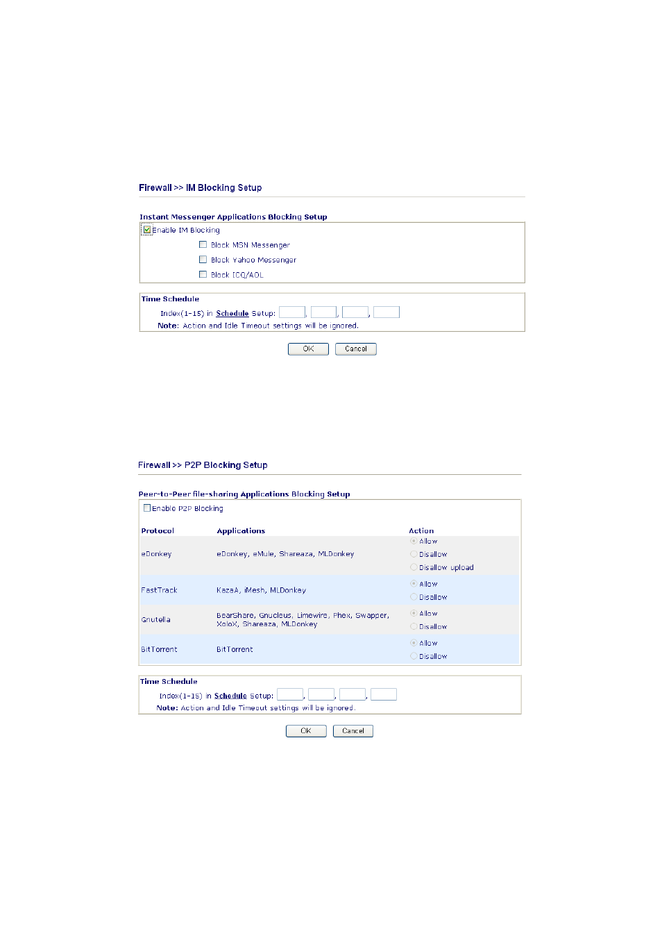 4 im blocking, 5 p2p blocking | Draytek 2800 Series User Manual | Page 54 / 197