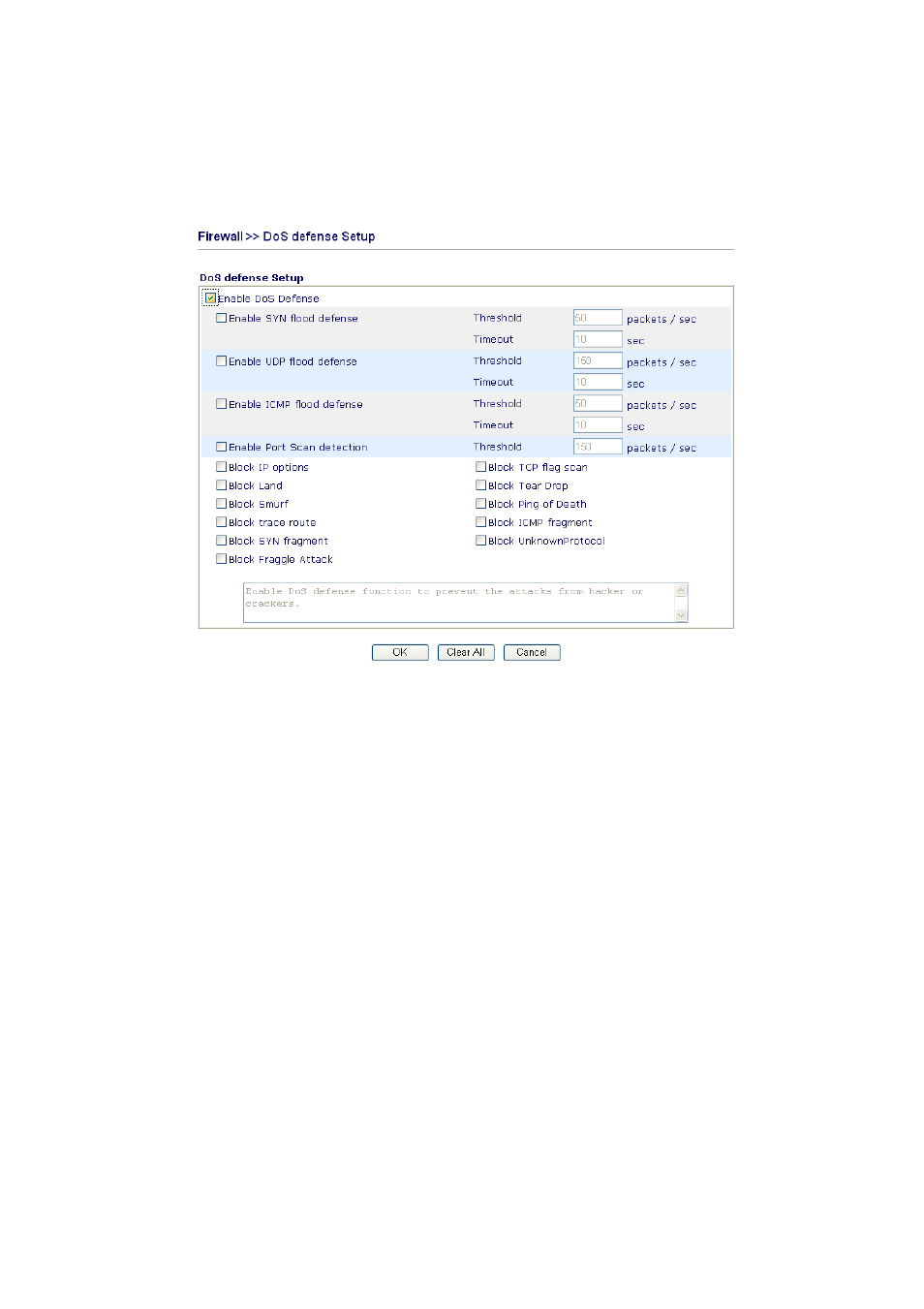 6 dos defense | Draytek 2800 Series User Manual | Page 55 / 197