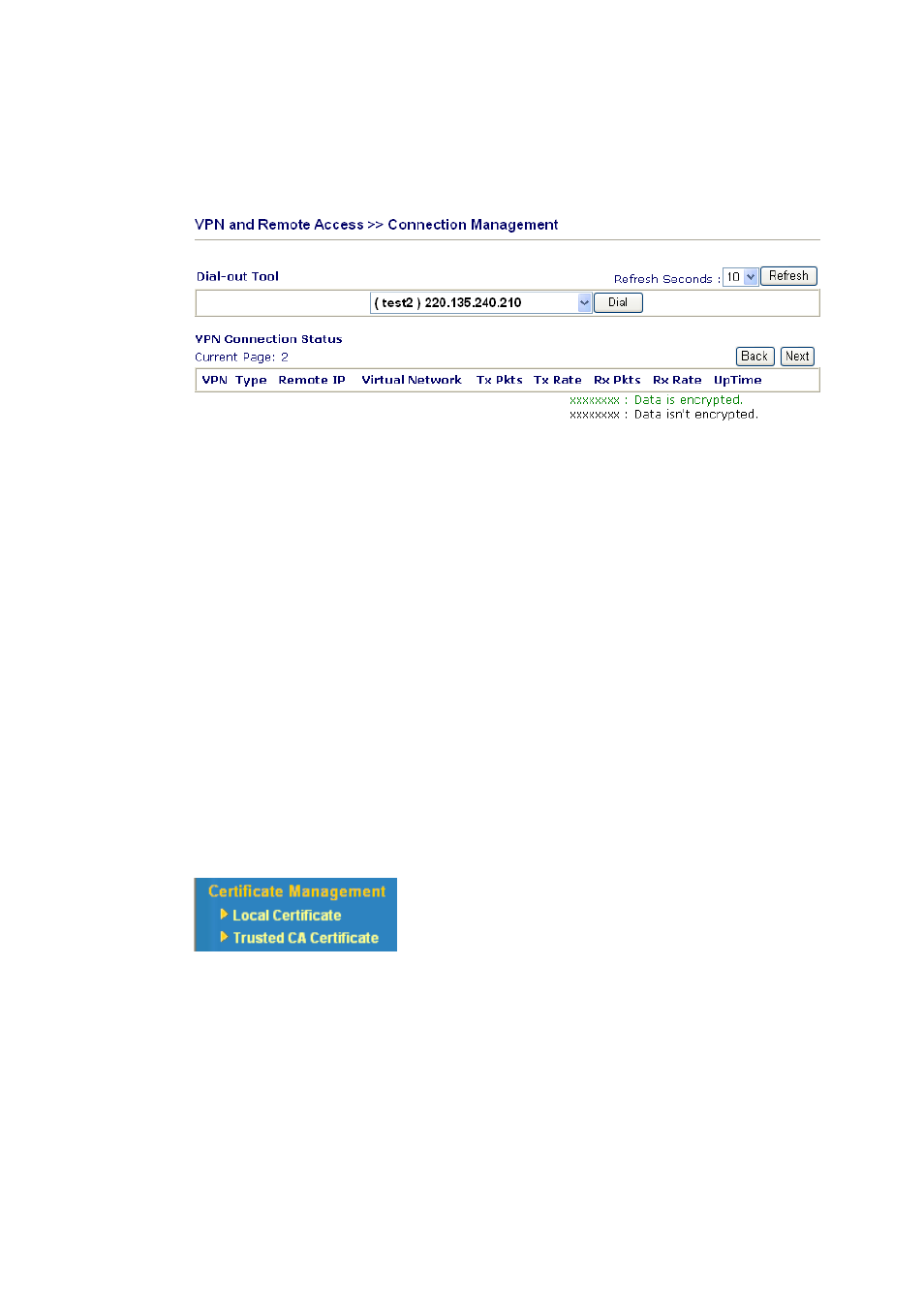 7 connection management, 8 certificate management | Draytek 2800 Series User Manual | Page 94 / 197