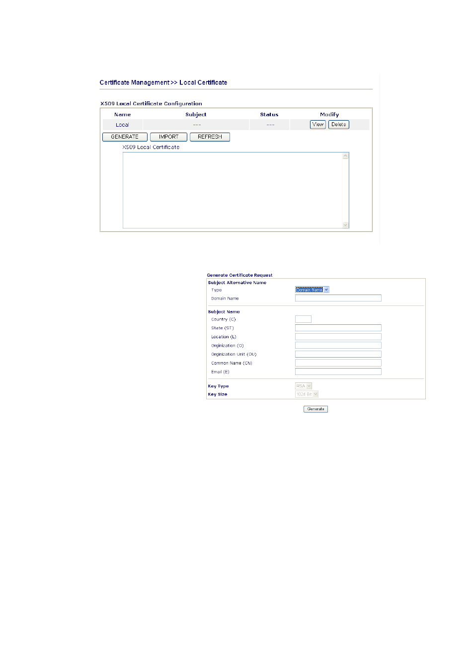 1 local certificate | Draytek 2800 Series User Manual | Page 95 / 197
