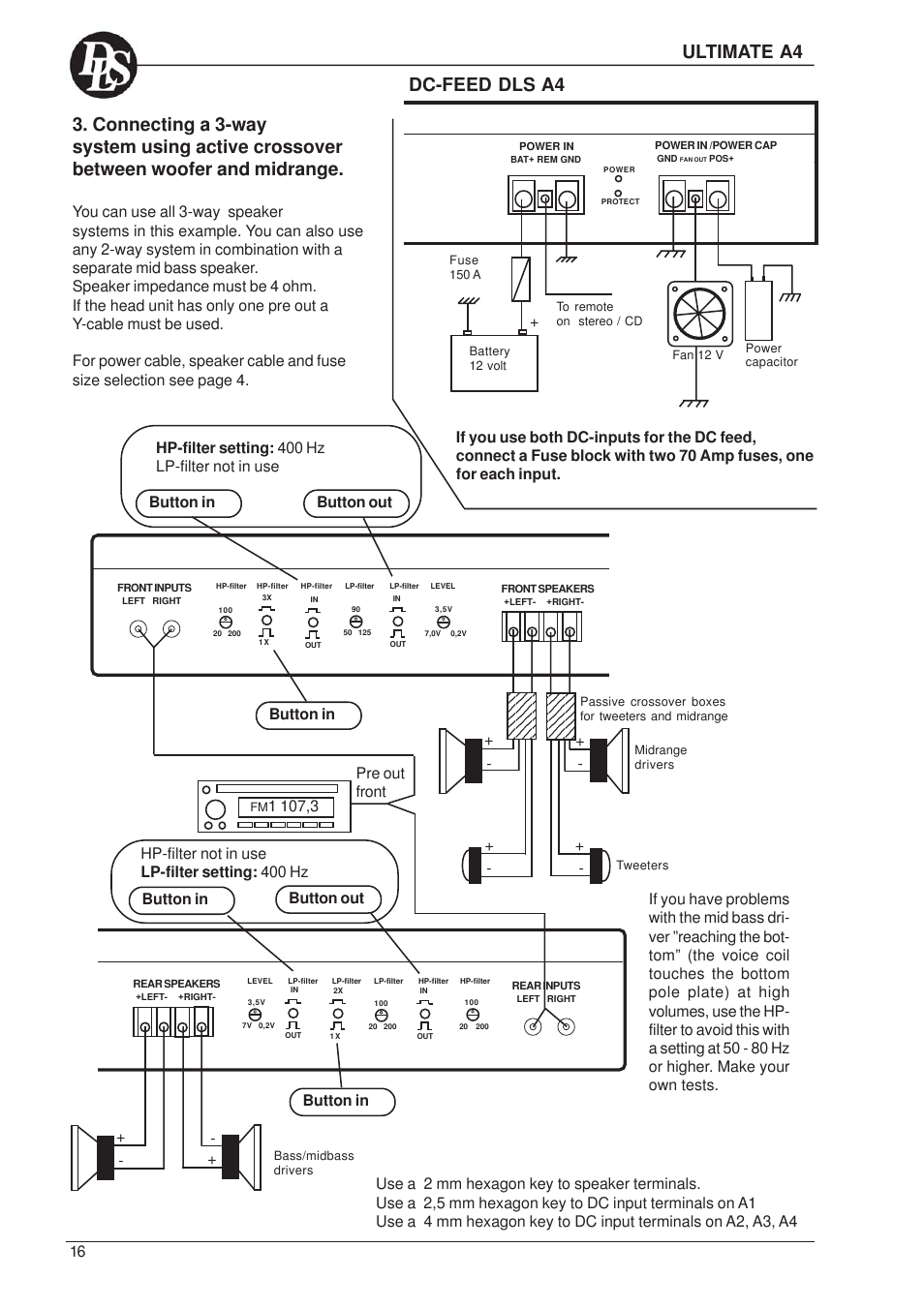 Dc-feed dls a4, Ultimate a4 | DLS Svenska AB A1 User Manual | Page 16 / 28