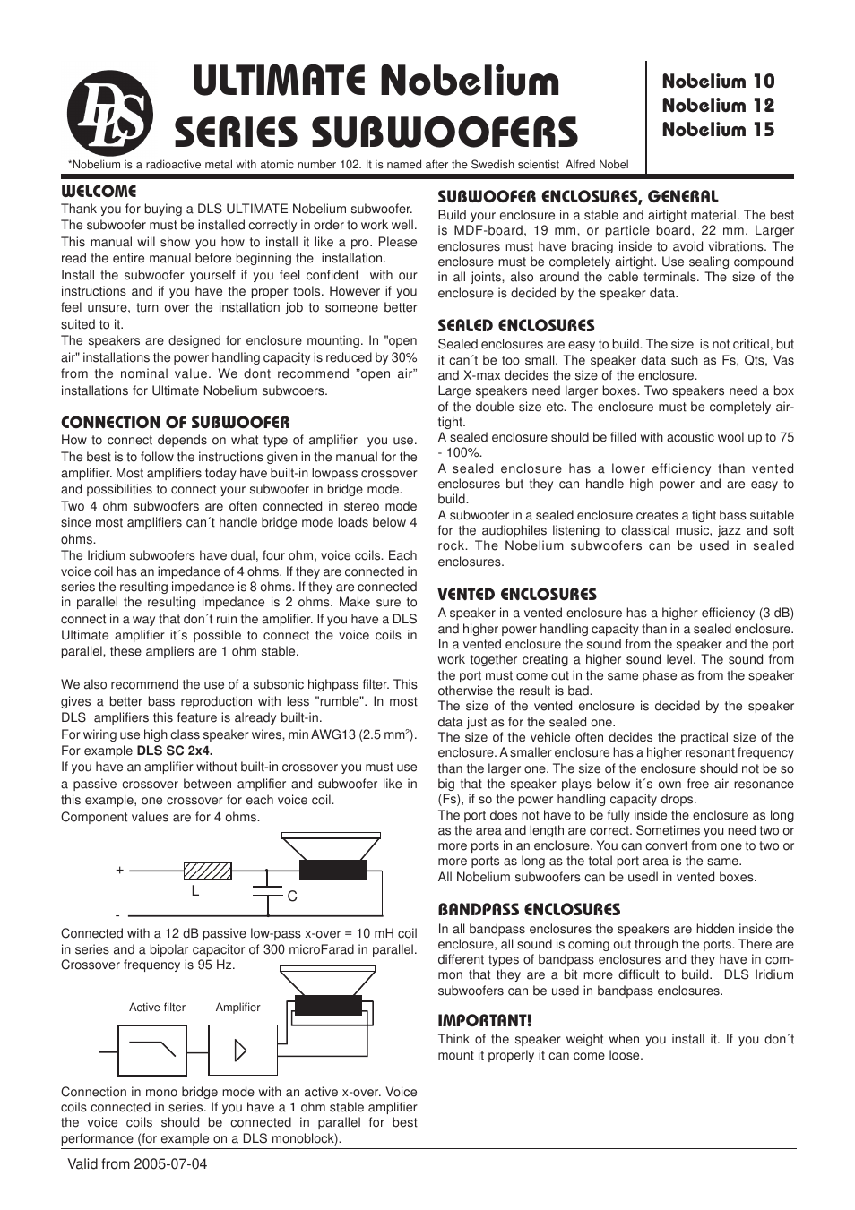 DLS Svenska AB ULTIMATE NOBELIUM NOBELIUM 12 User Manual | 4 pages