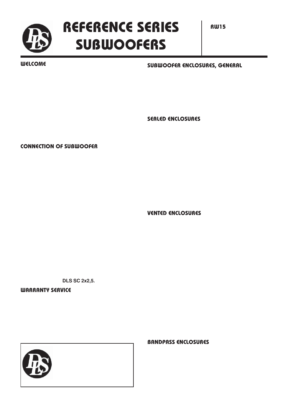 DLS Svenska AB RW15 User Manual | 2 pages