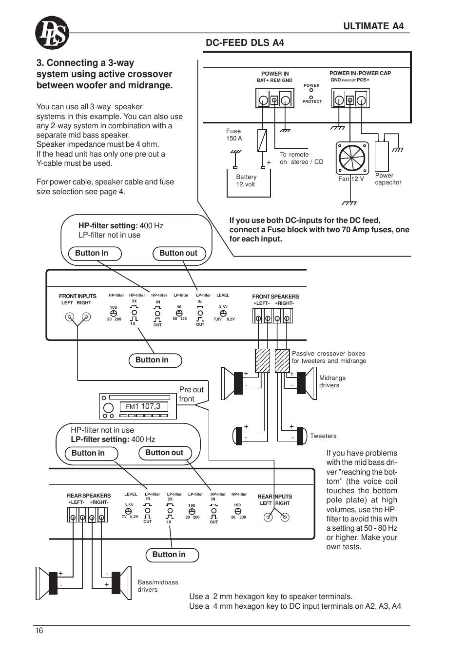 Dc-feed dls a4, Ultimate a4 | DLS Svenska AB A2 User Manual | Page 16 / 26