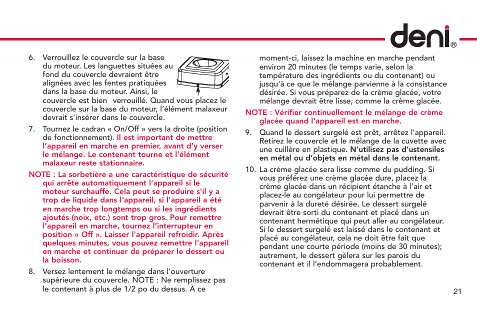 Deni Ice Cream Maker 2qt 5225 User Manual | Page 22 / 51