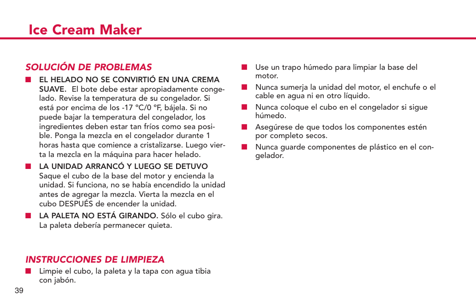 Ice cream maker | Deni Ice Cream Maker 2qt 5225 User Manual | Page 40 / 51