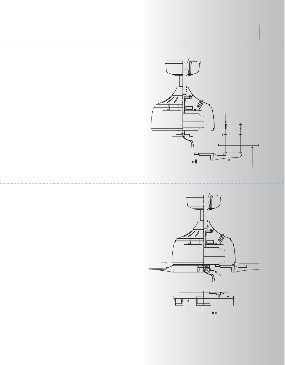 Kcl98-300427-p8, Leeds, Installing the light plate | Attaching the fan blades | Kichler 300427 User Manual | Page 9 / 14