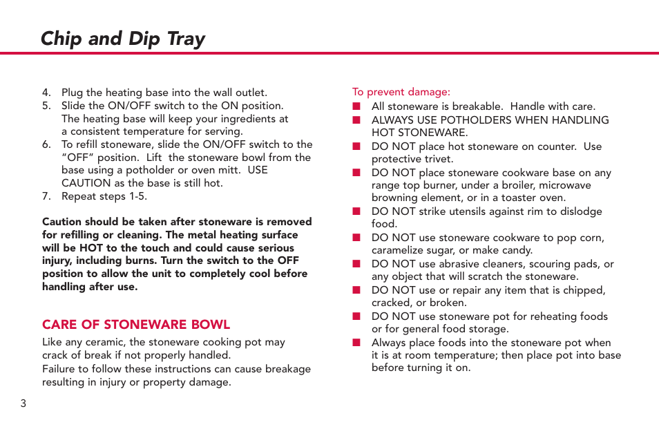 Chip and dip tray | Deni 15700 User Manual | Page 4 / 7