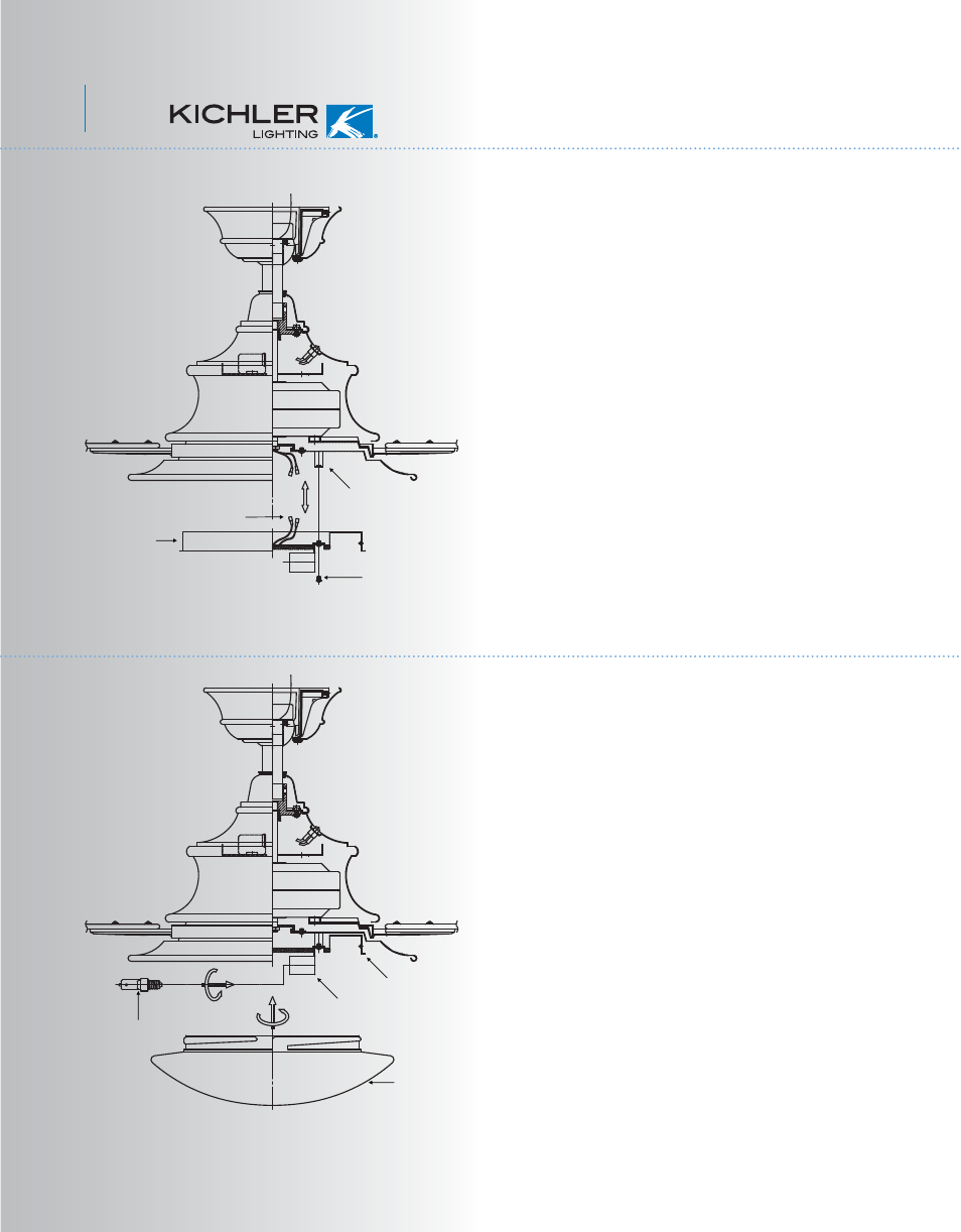 Yg355kcl-310104-p9, Installing the lamps and glass shade, Installing the socket plate | Kichler 310104 User Manual | Page 10 / 14