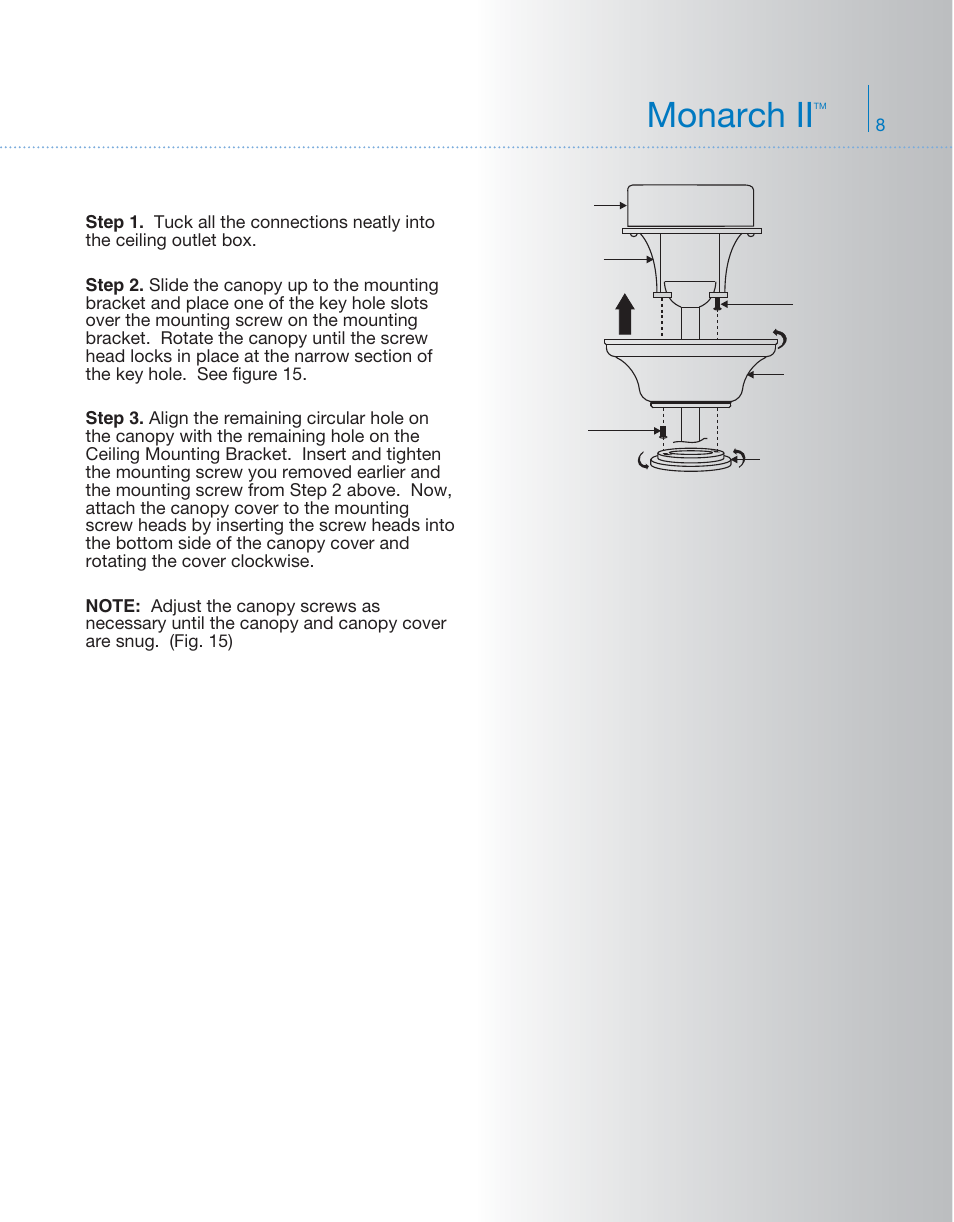 Ag757kcl-52-339013-p8, Monarch ii, Finishing the installation | Kichler 339013 User Manual | Page 9 / 15