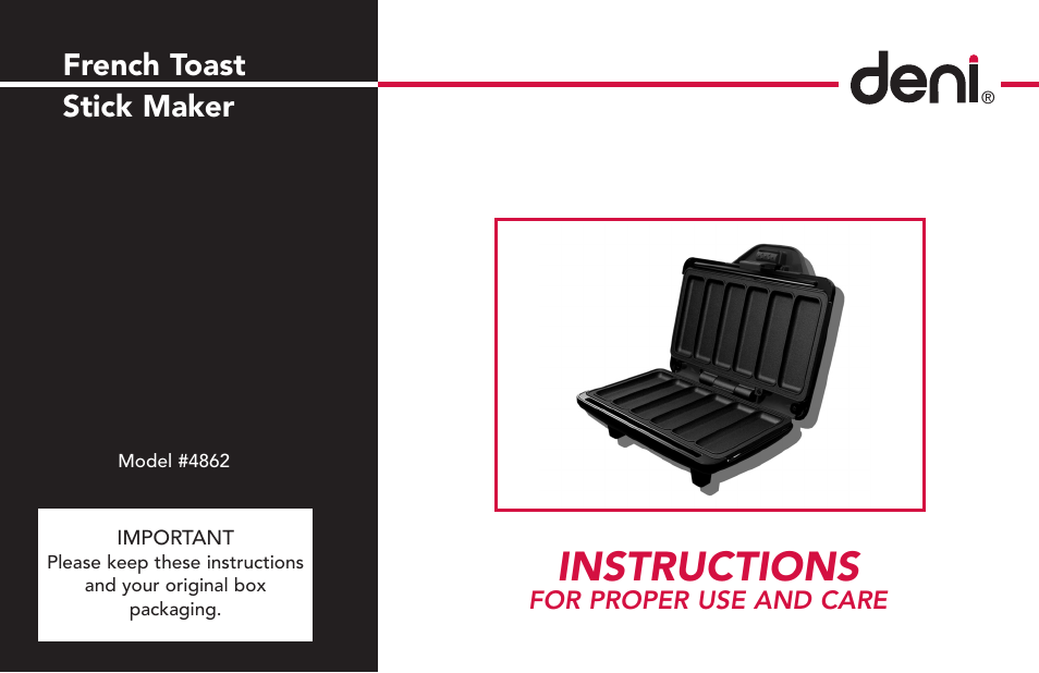 Deni French Toast Stick maker 4862 User Manual | 29 pages