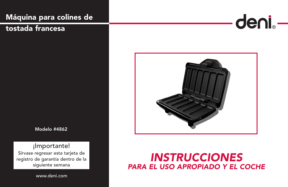 Instrucciones, Máquina para colines de tostada francesa | Deni French Toast Stick maker 4862 User Manual | Page 21 / 29