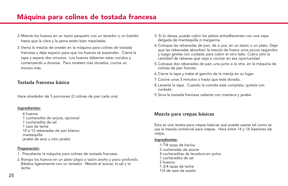 Máquina para colines de tostada francesa | Deni French Toast Stick maker 4862 User Manual | Page 26 / 29