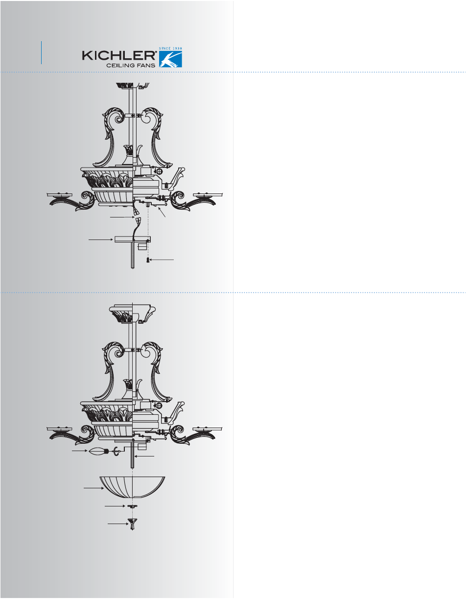 Installing the light bulbs & glass shade, Installing the light kit | Kichler 300008 User Manual | Page 10 / 14