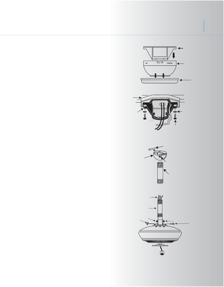 Canfield, Standard ceiling installation, Hanging the fan | Kichler 300103 User Manual | Page 5 / 13