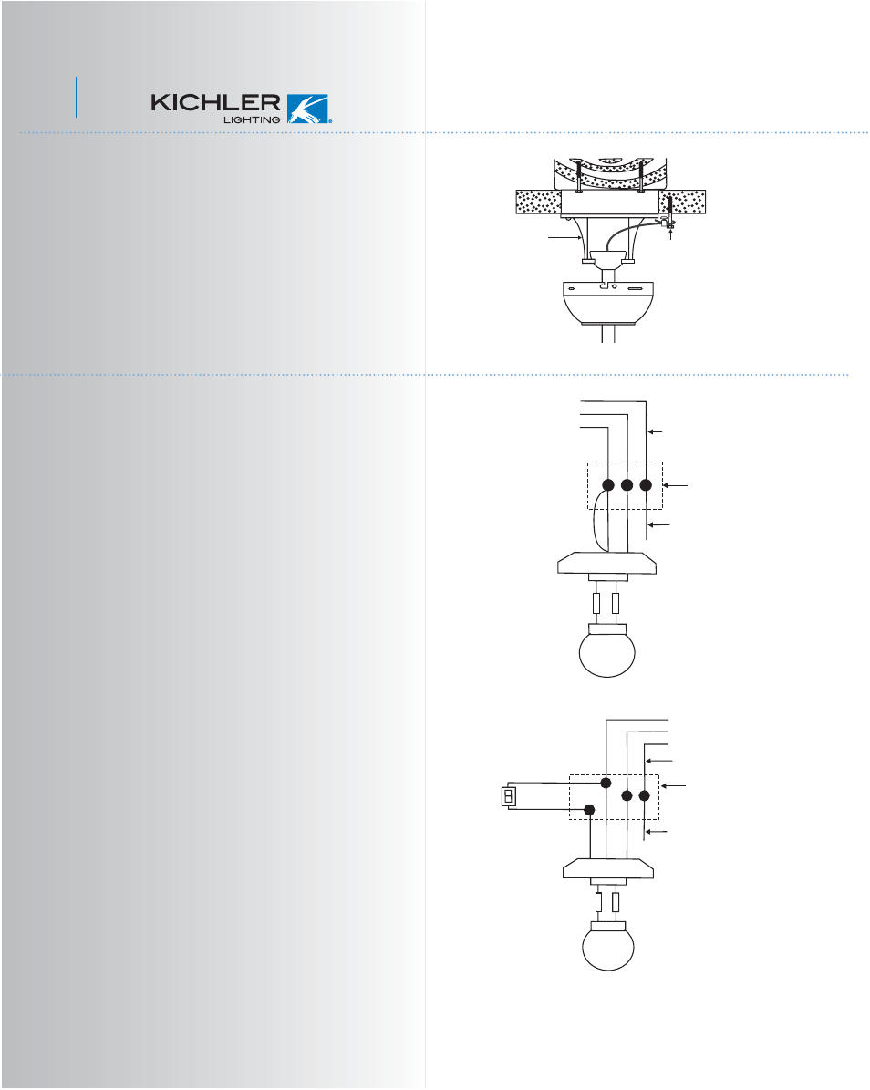 Make the electric connections, Installation of safety support, For canadian installation only) | Kichler 300103 User Manual | Page 8 / 13