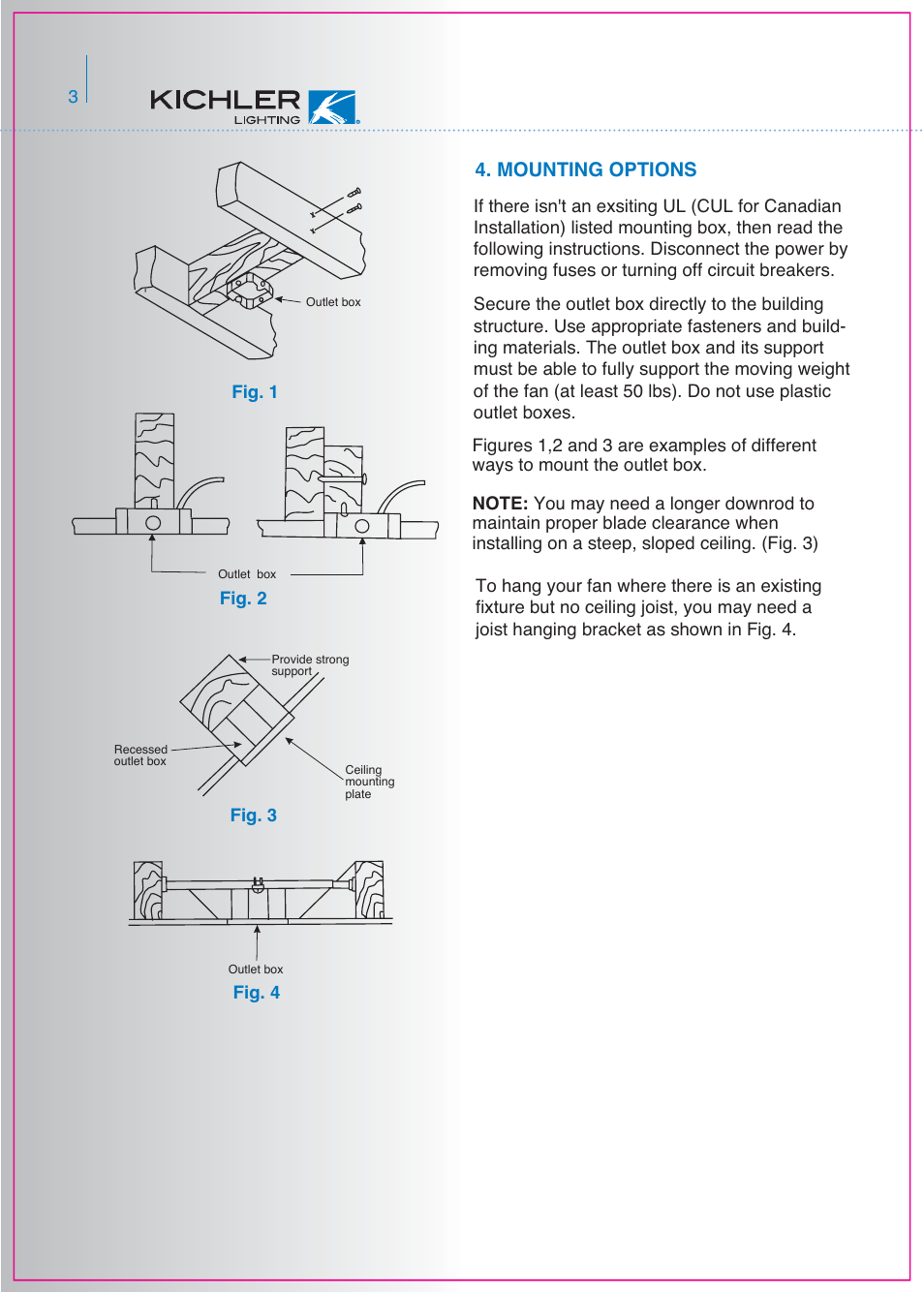 Mounting options | Kichler 300000 User Manual | Page 4 / 15