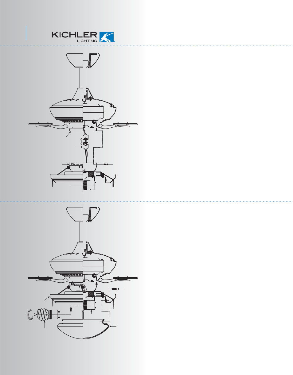Yg208kcl-52a-300016-p9, Installing the light kit, Installing the light bulbs & glass shade | Kichler 300016 User Manual | Page 10 / 12
