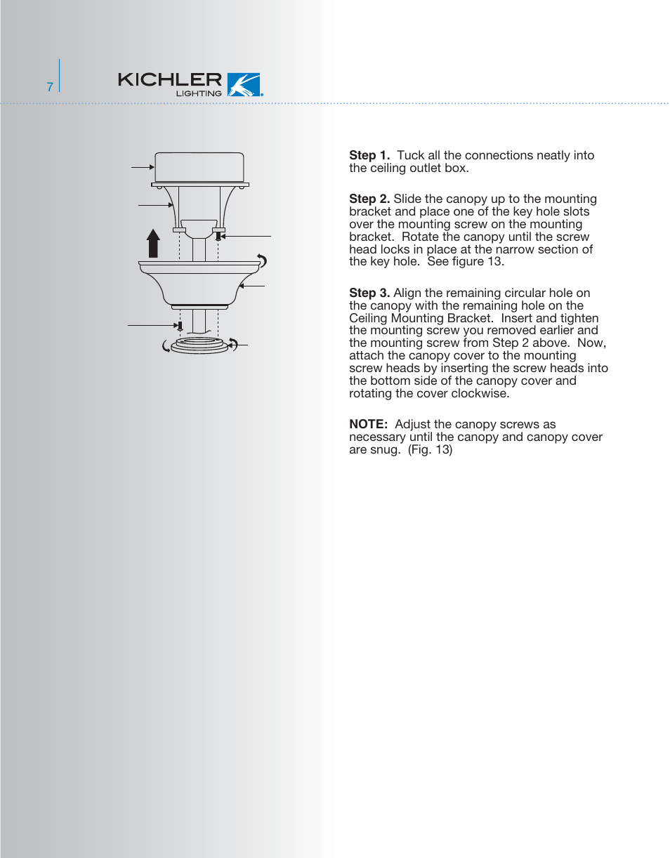 Yg219kcl+1l-339212 p7, Finishing the installation | Kichler 339212 User Manual | Page 8 / 13