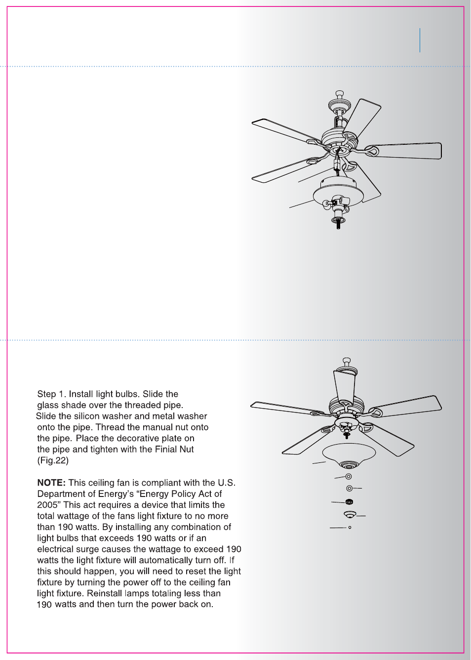 Meredith, Installing the light bulb & glass shaed | Kichler 300004 v.1 User Manual | Page 11 / 14