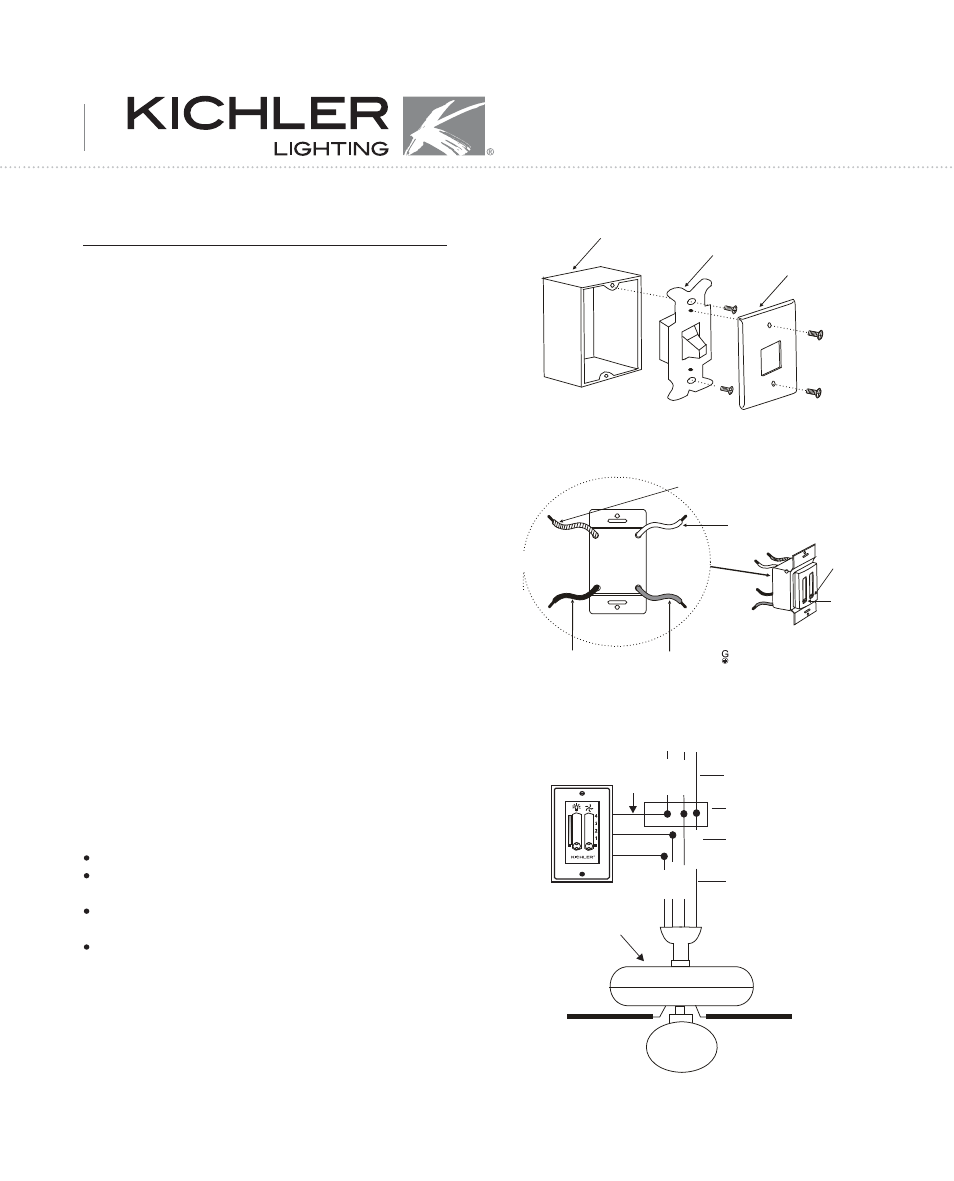 Kichler 337010 Dual Speed and Light Switch User Manual | 3 pages