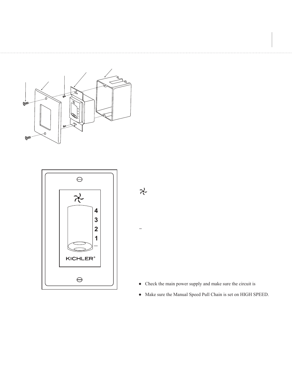 Operating your wall control, Troubleshooting guide | Kichler 337012 User Manual | Page 2 / 3