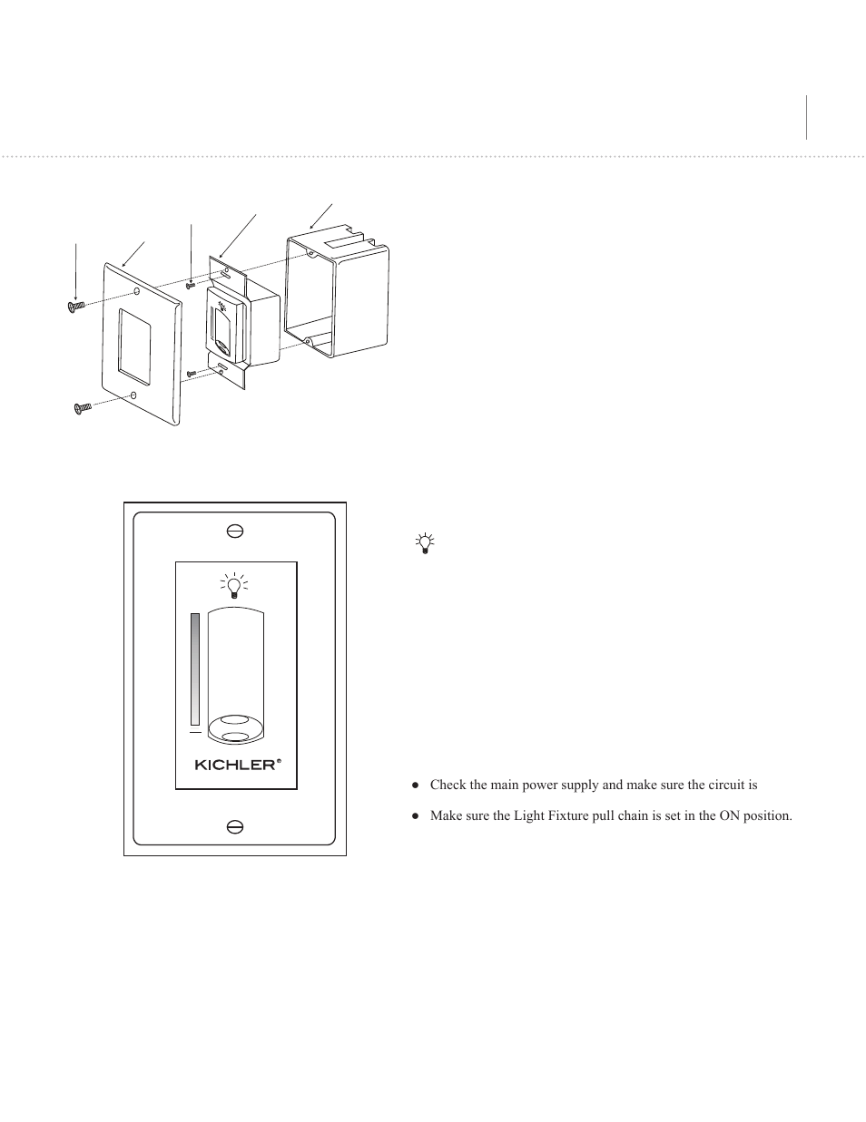 Operating your wall control, Troubleshooting guide | Kichler 337011 User Manual | Page 2 / 2