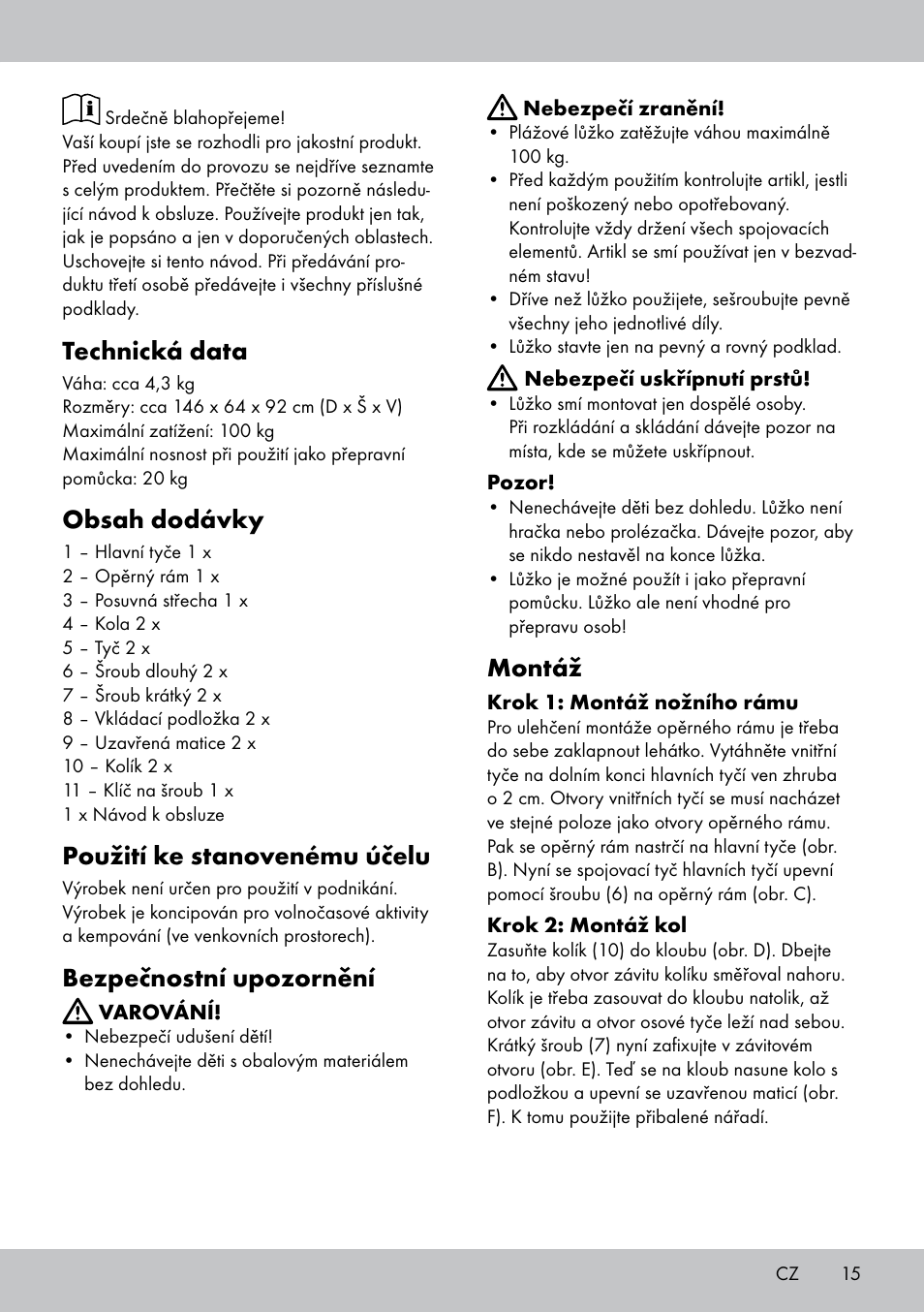 Crivit Sun Lounger User Manual | Page 15 / 24