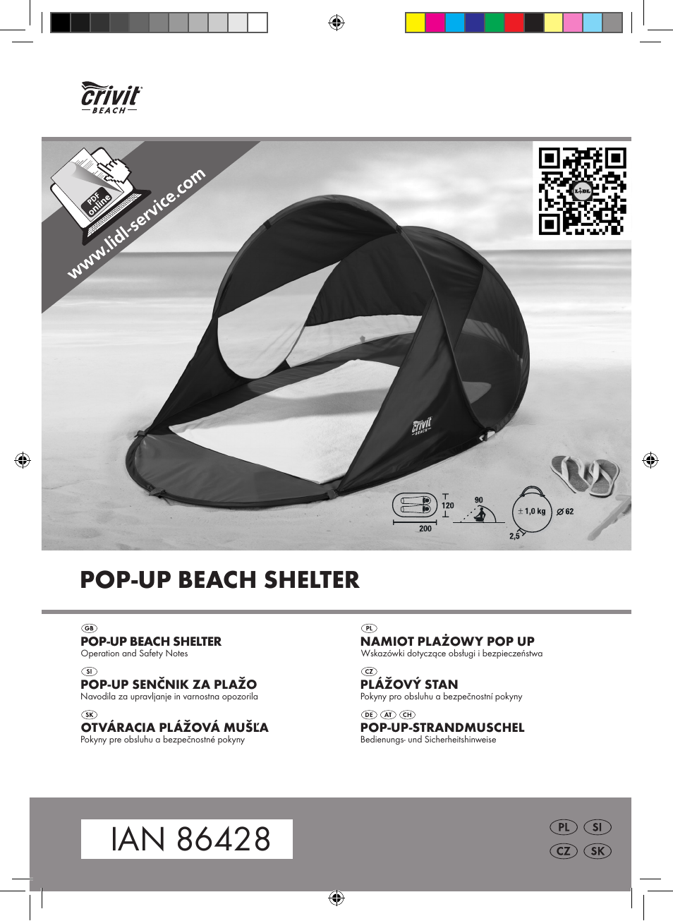 Crivit Pop-Up Beach Shelter User Manual | 24 pages