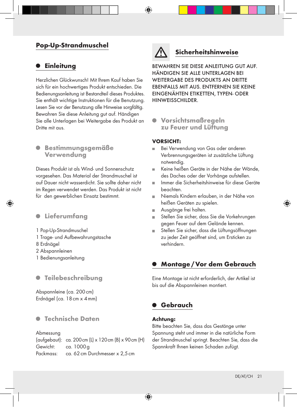 Crivit Pop-Up Beach Shelter User Manual | Page 21 / 24