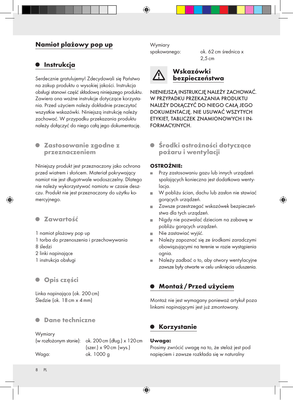 Crivit Pop-Up Beach Shelter User Manual | Page 8 / 24