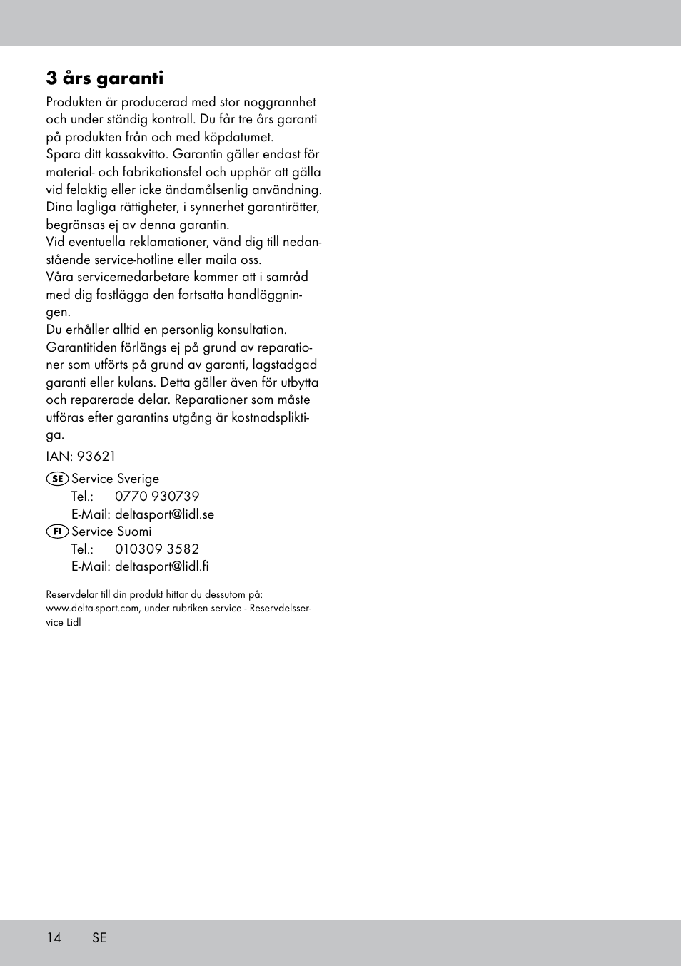 3 års garanti | Crivit Yoga Block Style_Yogaball User Manual | Page 14 / 28